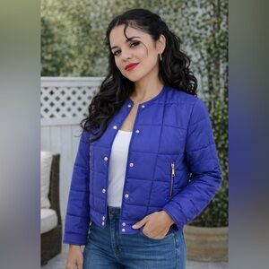 Rebecca Minkott Box Quilted Puffer women Jacket/ Shapire - size L